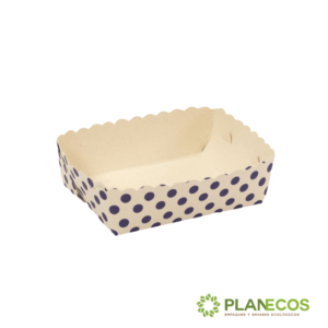 Bandeja de cartón biodegradable para porciones sobre fondo blanco, mostrando su diseño práctico y sostenible.