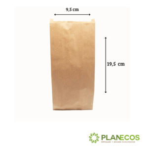 Bolsa Kraft en V abierta, mostrando su capacidad y diseño atractivo.