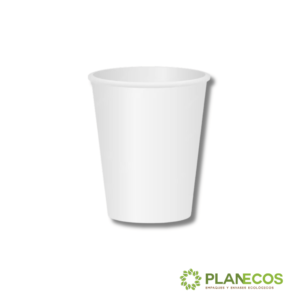 Vaso de 7 onzas de papel polyboard personalizable para frío y calor sobre fondo blanco, mostrando su diseño versátil y práctico.