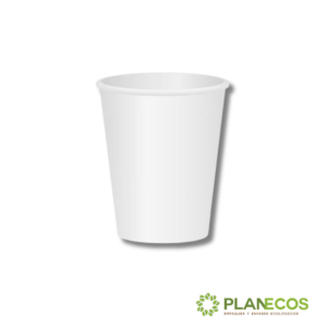Vaso de 9 onzas de papel polyboard personalizable para frío y calor sobre fondo blanco, mostrando su diseño elegante y versátil.