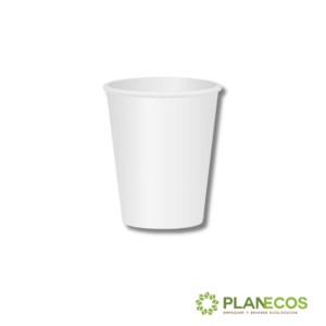 Vaso de 7 onzas de papel polyboard personalizable para frío y calor sobre fondo blanco, mostrando su diseño versátil y práctico.