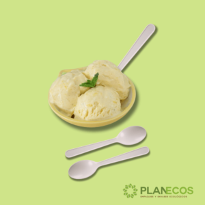 cuchara biodegradable, almidón de maíz, 12.5 cm, postres, ecológica, compostable, sostenible, eco-friendly