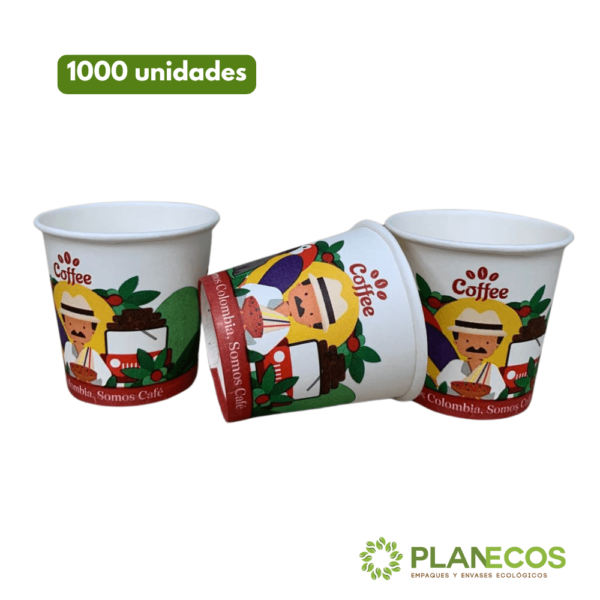 vaso ecológico 4 onzas café polyboard biodegradable Colombia.